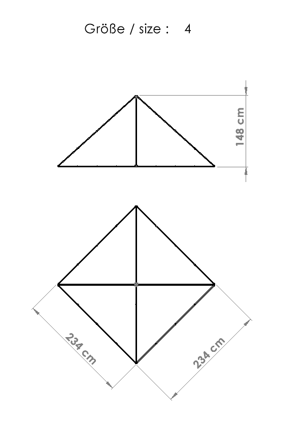 Energie-Pyramide Größe 4 (Kantenlänge 234 cm Höhe 148 cm)