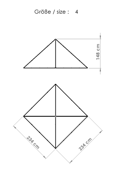 Energie-Pyramide Größe 4 (Kantenlänge 234 cm Höhe 148 cm)